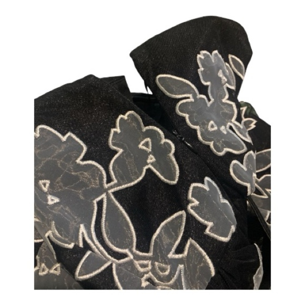 White House‎ Black Market Strapless Black Gray Dress Floral Overlay Size 4 - Picture 8 of 9